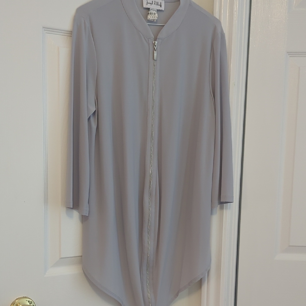 Joseph Ribkoff Light Gray Zip-Up Top